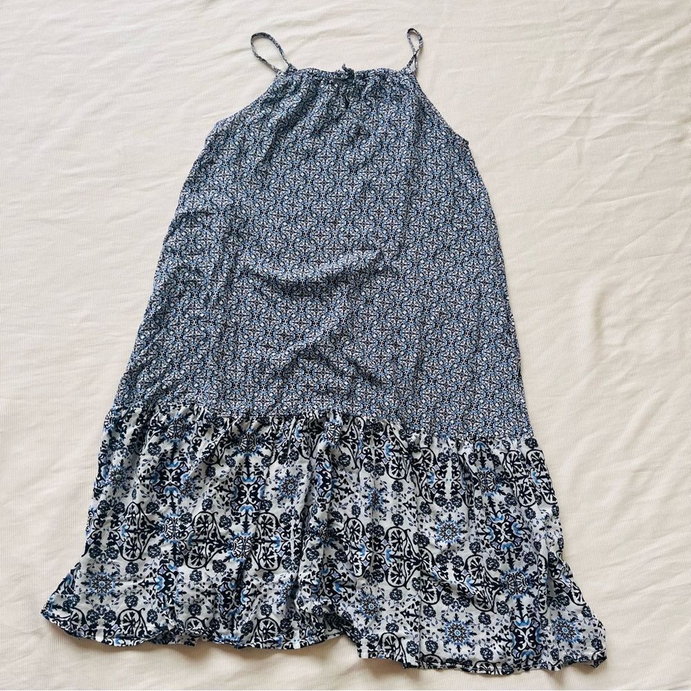 OshKosh Bgosh Girls Maxi Summer Dress Floral Raffle Straps Beach Used 12